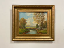 Load image into Gallery viewer, Landscape Painting with River &amp; Trees in Gold Frame
