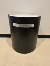 Load image into Gallery viewer, Cylinder Black Metal End Table on Wheels with Marble Top made in Italy
