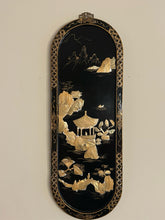Load image into Gallery viewer, Vintage Asian Black Lacquer Wood Wall Panel with  Raised Mother of Pearl Inlay Landscape Scene  (II)
