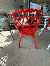 Load image into Gallery viewer, White Wrought Iron Table with Three  Chairs
