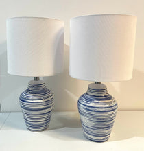 Load image into Gallery viewer, Pair of Blue &amp; White "Maxton" Table Lamps from Safavieh
