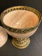 Load image into Gallery viewer, Vintage Marble Egg with Lid on Brass Base
