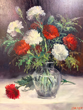 Load image into Gallery viewer, Original Oil of Red and White Flowers  by Stefan, signed
