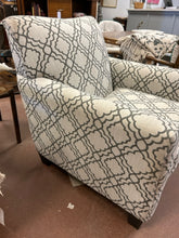 Load image into Gallery viewer, Dark Grey &amp; Cream Geometric Upholstered Arm Chair
