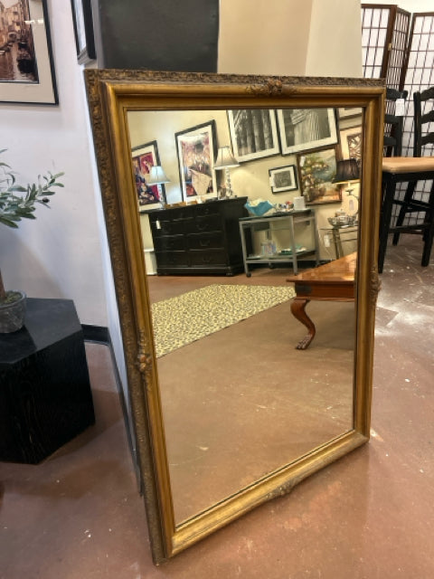 Vintage Gold Toned Wood Mirror with  Fruit Embelishments