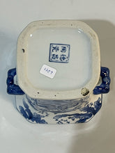 Load image into Gallery viewer, Vintage Blue and White Chinoiserie Vase with "Speak No Evill" &amp; "Hear No Evil" Monkeys
