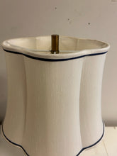 Load image into Gallery viewer, Blue &amp; White Ceramic Lamp with  Blue Trimmed Shade
