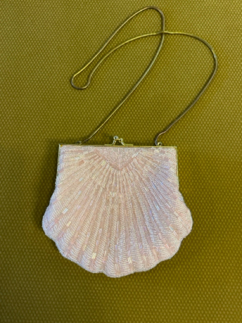 Vintage Pink Shell Pattern Beaded Purse