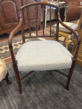 Load image into Gallery viewer, Vintage Bamboo-Style Armchair with Upholstered Seat and Tassled Pillow
