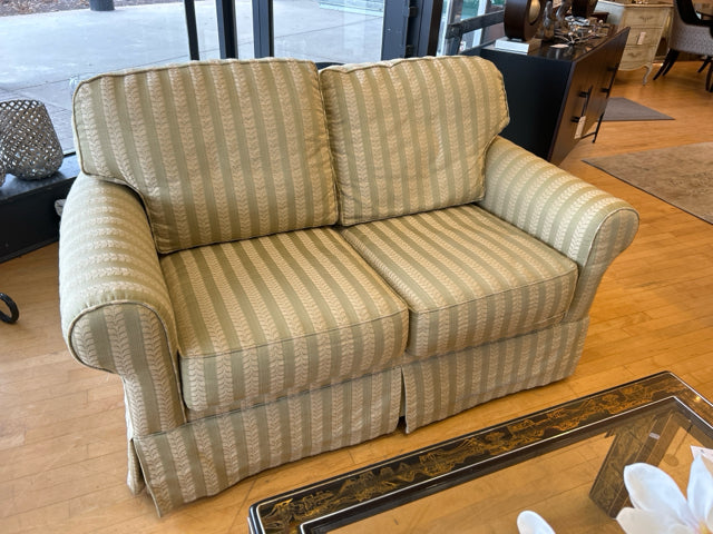 Green & Cream Upholstered  Loveseat from Plunkett Furniture