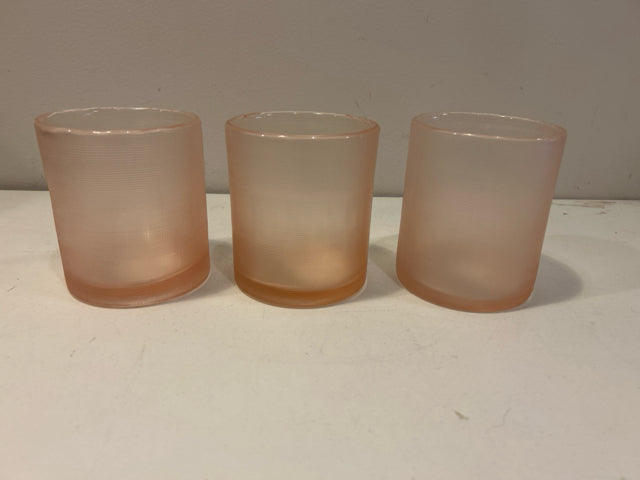 Brand New Set of 3 Blush Pink Hand Blown Votives