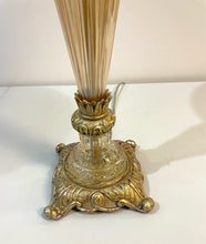 Load image into Gallery viewer, Glass Table Lamp with Antiqued Gold Detailing
