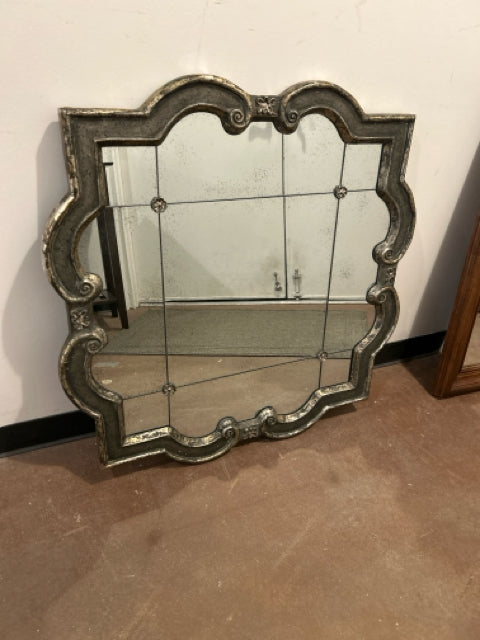 Distressed Scored Wood Mirror