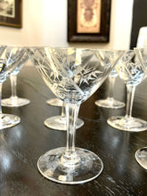 Load image into Gallery viewer, Nine Vintage Etched Glass Bamboo Aperitif/Martini Glasses
