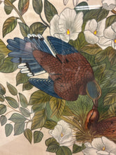 Load image into Gallery viewer, Original Hand Painting of Birds and Flowers on Silk from Bali
