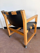 Load image into Gallery viewer, Pair of Vintage  Genuine Leather Sling Chairs with Oak Frames from Russel Wright

