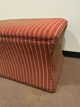 Load image into Gallery viewer, Red &amp; Gold Striped Storage Ottoman on Wheels from Walter E. Smithe
