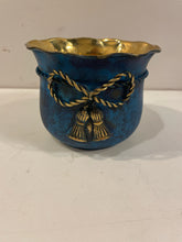 Load image into Gallery viewer, Brass &amp; Blue Cachepot
