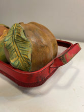 Load image into Gallery viewer, Red Metal Mesh Basket with 6 Large Ceramic Fruit
