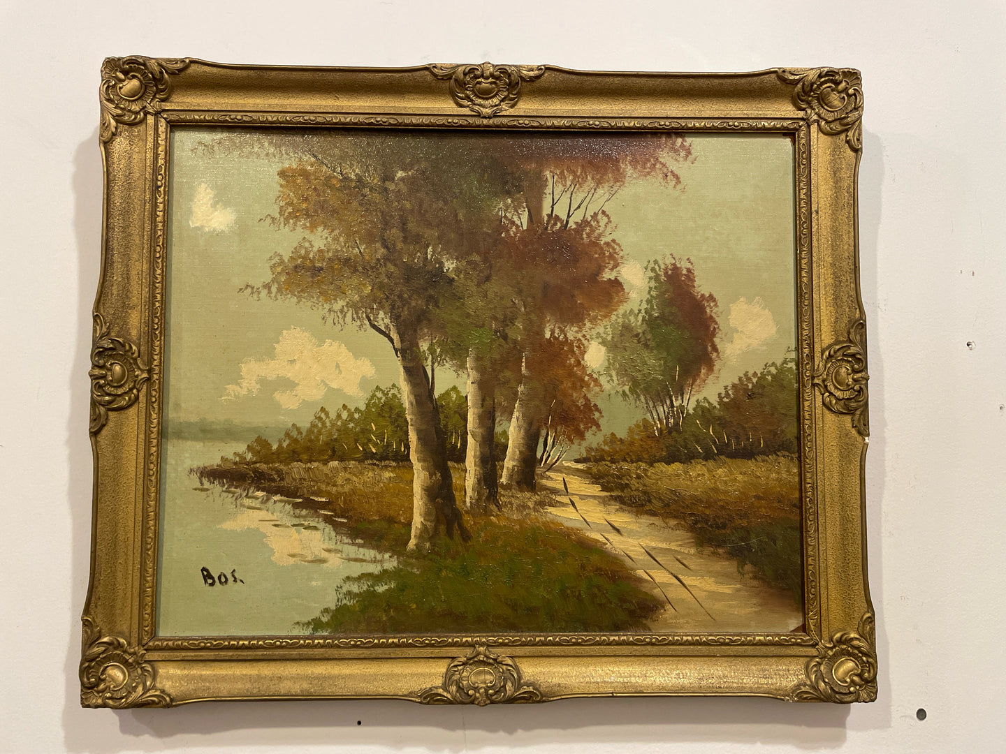 Vintage Framed Oil Painting by Henk Bos, signed