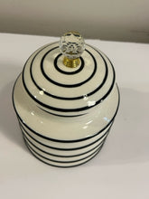 Load image into Gallery viewer, Ceramic Striped Canister with Faceted Glass Finial
