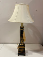 Load image into Gallery viewer, Black Asian Themed Table Lamp with Gold Detail
