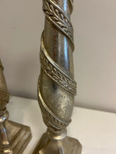 Load image into Gallery viewer, Pair of Silver Resin Candleholders
