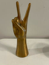 Load image into Gallery viewer, Gold Metal Hand with Peace Symbol
