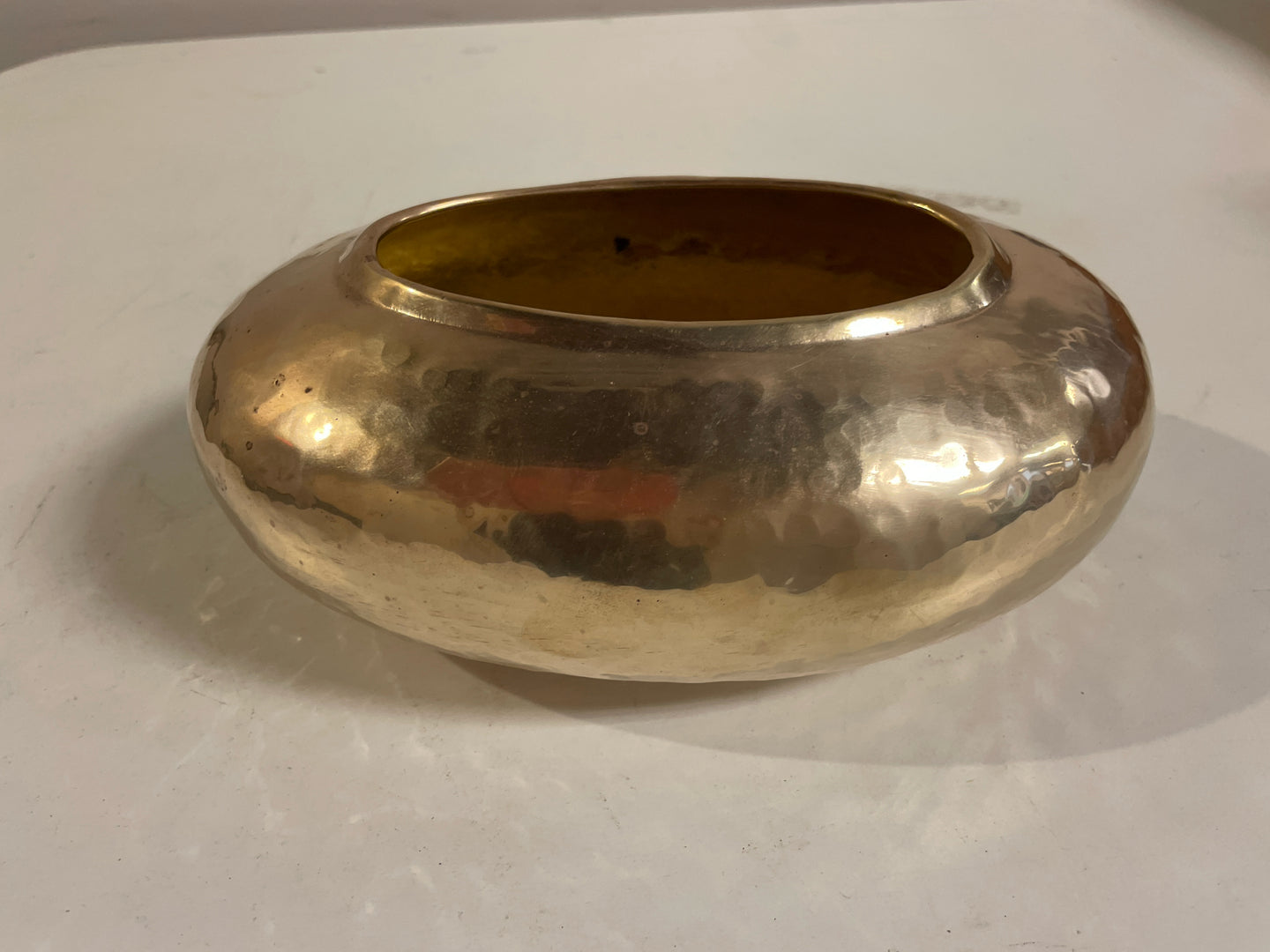 Brass Hammered Oval Bowl from Hosley