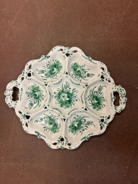 Vintage Hand Painted Divided Tray made in Italy for Bonwit Teller
