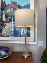 Load image into Gallery viewer, Pair of Flecked Glass Lamps with Silver Base
