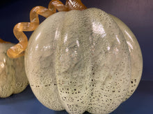Load image into Gallery viewer, Set of 2 Light  Green  Hand Crafted Pumpkins from Glass Eye Studio
