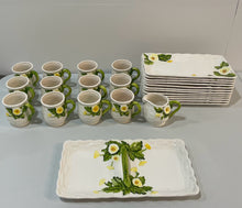 Load image into Gallery viewer, Set of 12 Vintage "Rustic Daisy"  Rectangular Luncheon Plates &amp; Cups with Serving Tray &amp;  Creamer from George Lefton
