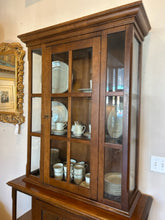 Load image into Gallery viewer, Two Piece Glass Front Display Cabinet from Crate &amp; Barrel
