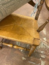 Load image into Gallery viewer, Dining Table &amp; 6 Ladder Back Chairs with  Rush Seats &amp; Cushions (2 arm, 4 side), Three Leaves &amp; Pads
