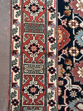 Load image into Gallery viewer, Handmade Red, Navy &amp; Cream Wool Area Rug from Bloomingdales
