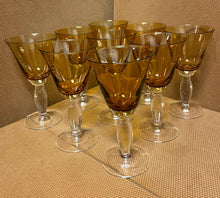 Load image into Gallery viewer, Nine  Amber Colored Water Goblets
