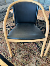 Load image into Gallery viewer, Pair of Blonde Wood Framed Arm Chairs
