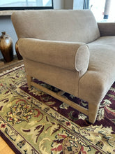 Load image into Gallery viewer, Beige Upholstered Bench Style Loveseat with Suede Covered Legs
