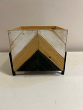 Load image into Gallery viewer, Square Wood Planter on Metal Base
