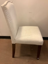 Load image into Gallery viewer, Cream Linen Parson Chair with Silver Nailheads
