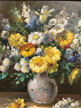 Load image into Gallery viewer, Large Original Oil of Flower Arrangement in Carved Frame by Hans Fischer, signed
