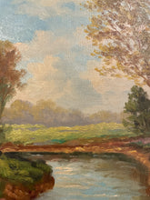 Load image into Gallery viewer, Landscape Painting with River &amp; Trees in Gold Frame
