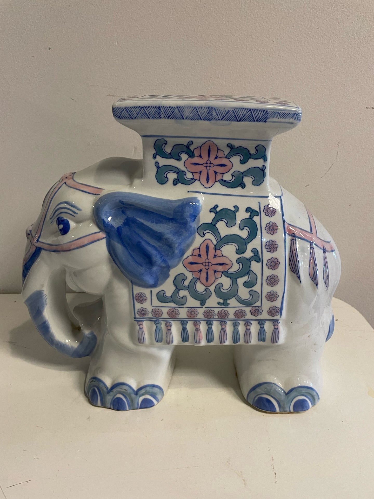 Ceramic Chinoiserie Elephant Plant Stand