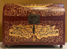 Load image into Gallery viewer, Decorative Latched Box with Red and Gold Accents
