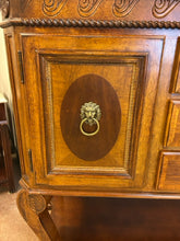 Load image into Gallery viewer, Marble Top, Three Drawer, Two Door Buffet with Lions Head Handles
