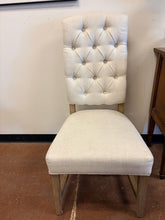 Load image into Gallery viewer, Double Pedestal Dining Table in Seadrift Finish with One 18"  Leaf &amp; 8 Tufted Back Side Chairs from Pottery Barn
