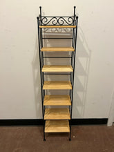 Load image into Gallery viewer, Petite Wrought Iron Shelving with Blonde Wood Shelves

