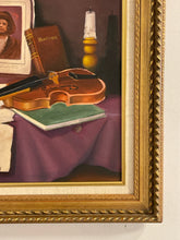 Load image into Gallery viewer, Framed Still Life Oil of Books and Violin
