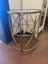 Load image into Gallery viewer, Small Gold Glass Top End Table
